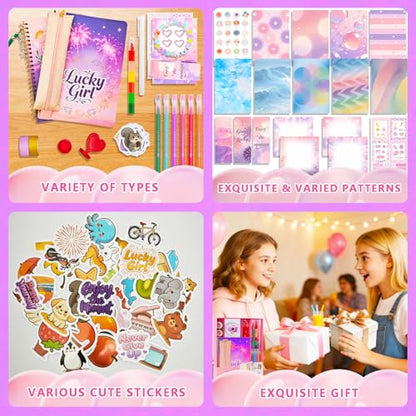 DIY Journal Kit for Girls Teen Tween Girl Gifts Trendy Stuff, Scrapbook Supplies Stationery Set, Stocking Stuffers, Art Crafts Kit - Ideal Gifts for 8 9 10 11 12 13 14 Year Old Girl