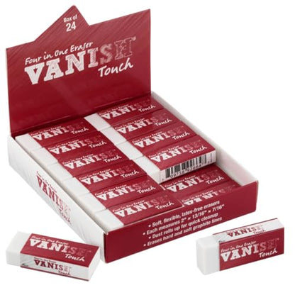 Acurit Vanish Touch Artist Eraser, Latex-Free, 24 Pack - Soft, Flexible Pencil Erasers, Sketching Supplies W/Protective Sleeve - Graphite, Charcoal, Pastel Compatible - size: 24 Pack