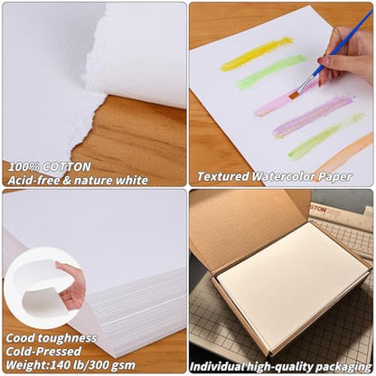 150 Sheets 100% Cotton Watercolor Paper Bulk -140LB/300GSM Art Paper-8.5 x 11 inch Painting & Craft Paper, Finger Paints, Watercolor, Tempera, Drawing, Art Room & Home School Crafts - style: 8.5x11in-140LB/300GSM