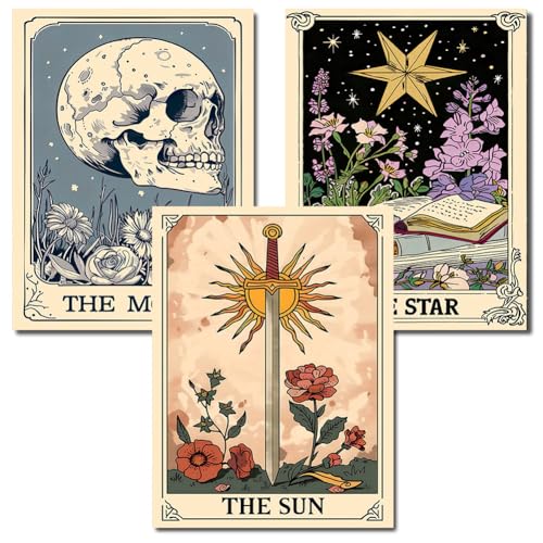 Axquilon 3 Packs Tarot Paint by Numbers Kit for Adults 12x16in - color: 3 Pack Tarot