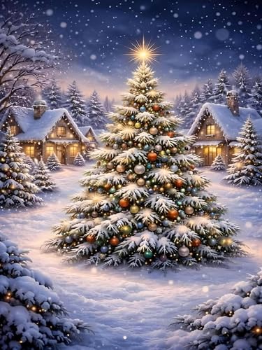 HHMATITS Christmas Tree Diamond Art Kits for Adults 12x16 Inch - color: Christmas