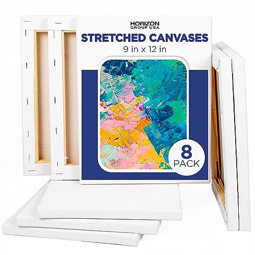 Horizon Group USA Painting Panel Stretched Canvas, 9" x 12", Pack of 8 - size: 9" x 12", Pack of 8, style: Stretched Canvas