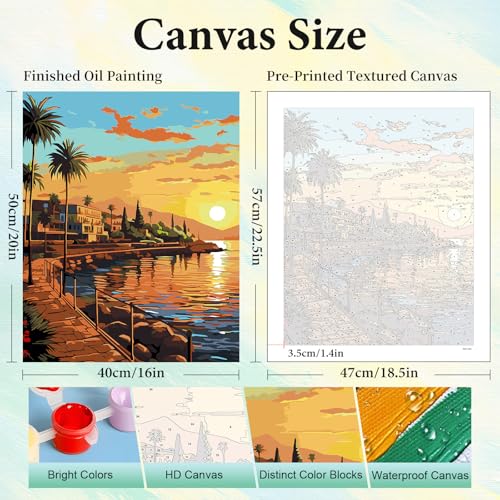 Paint by Numbers Kit for Adults, Sunset DIY Painting Kit, 16x20 Inch - color: CYOP1P03