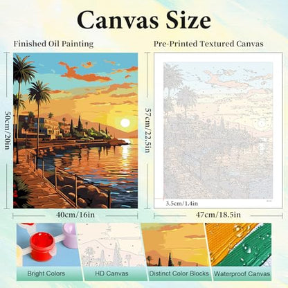 Paint by Numbers Kit for Adults, Sunset DIY Painting Kit, 16x20 Inch - color: CYOP1P03