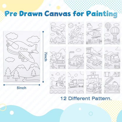 Louise Maelys 5x7Inch Pre Drawn Canvas for Painting for Kids,Transportation - color: CAR