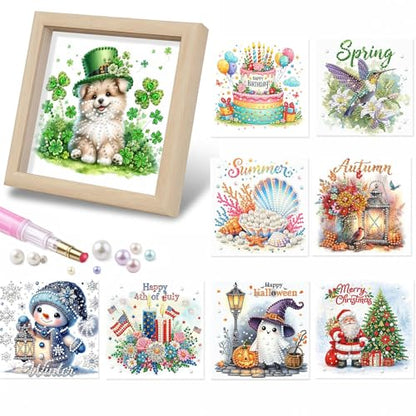 DIY Diamond Art Painting Pearl Creative Pattern 5D Seasonal Holiday Calendar 2026 Healing Home Photo Frame Set Tools-9PCS Festivals - color: 9PCS Festivals