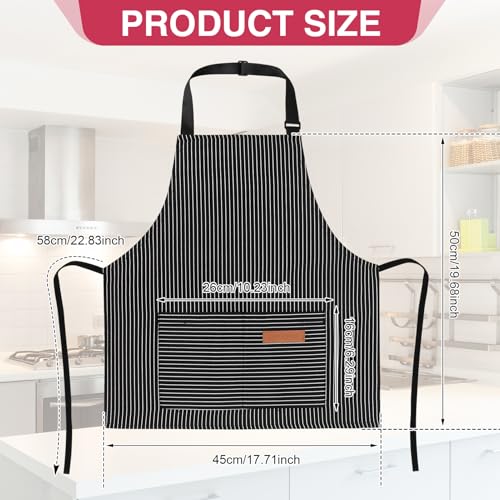 3 Pack Stripes Kids Apron, Adjustable Kids Cooking Aprons with 2 Pockets, Cute Chef Baking Aprons for Boys and Girls - color: Black + Grey + Red, size: 45x50cm