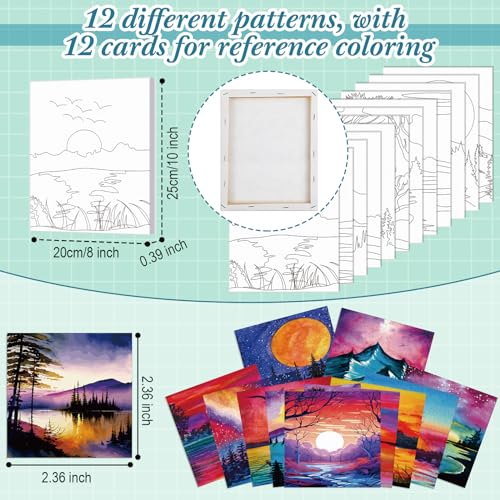 Sherr 12 Pcs Pre Drawn Canvas Pre Printed Canvas for Adults Sip and Paint Party Canvases Painting Kit for Summer Easter Mother's Day Party Favor(Natural Scenery,8 x 10 Inch) - size: 8 x 10 Inch, style: Natural Scenery