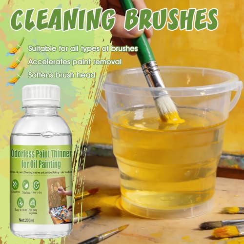 200ML Odorless Mineral Spirits, Dilute Oil Paints and Clean Brushes | Mineral Spirits Paint Thinner Highly Dilutable Quick-Drying and Powerfully Cleaning - color: transparent