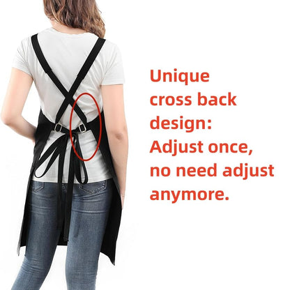 Kitchen Artist Apron for Chef, BBQ & Grill, 6 Deep Pockets with 1 Zipper Pocket,100% Cotton, M-XXL