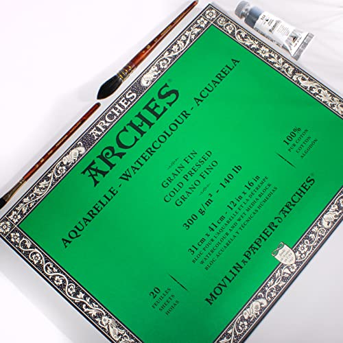 Arches Watercolor Paper Block, Cold Press, 12" x 16", 140 pound - size: 12"x16", style: Cold Press