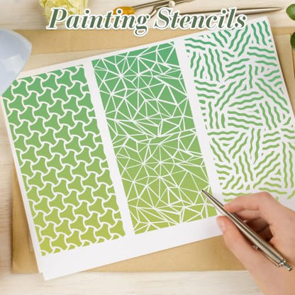 Geometric Texture Stencils for Crafts Reusable 16Pcs Stencils(8.6X4.1 inch) - color: Texture 21
