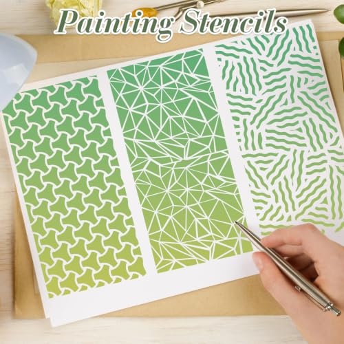 Geometric Texture Stencils for Crafts Reusable 16Pcs Stencils(8.6X4.1 inch) - color: Texture 21