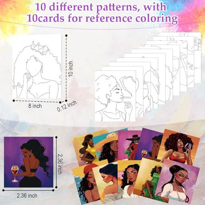 Ctosree 72 Pcs Fashion Women Paint and Sip Kit for Adults 8'' x 10'' Pre Drawn Canvas for Painting DIY Pre Printed Canvas for Party Favor Acrylic Painting Kit Wood Easel Brushes Date Night Bulk - style: Fashion Women