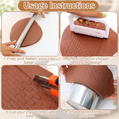 13Pcs Clay Texture Roller, Texture Roller for Clay, 4 Inch 3D Printed PLA Embossing Tools | with Ergonomic Handles, Terrain Pattern Roller for Pottery Craft Hobbyistsr Craft Hobbyists