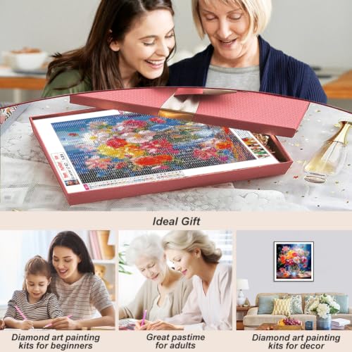 SJUTOUCI Colorful Flower Diamond Art Kit for Adults, Diamond Painting Kit - color: Flower