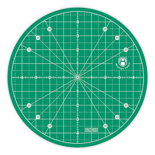 Headley Tools 10"x10" Round Rotating Cutting Mat, Self Healing Mat with 360-Degree Rotation & Anti-Slip Base, Sewing Board Cutting Mat Perfect for Fabric Quilting Leather Hobby Project, Green - color: Green, size: 10"L x 10"W