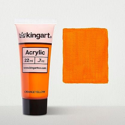 KINGART PRO Artist Quality ORANGE YELLOW Acrylic Paint, 22ml (0.74oz) Tubes, 3 Pack - Set (66ml Total), Orange Yellow