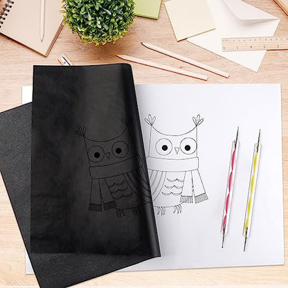 ASTARON 150 Sheets Black Carbon Copy Paper and Tracing Paper with Tool Set