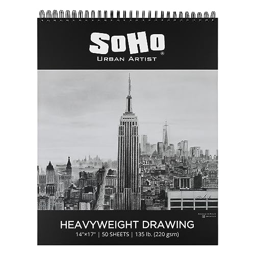 SoHo Urban Artist Hardcover Drawing Pad 14x17-135 lb. (220gsm), 50 Sheets, Drawing Paper Pads for Artists, Travel, Illustrations, & More - size: 14"x17"