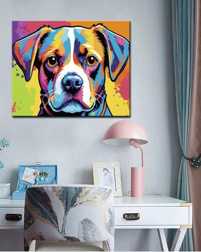 TOCARE Boxer Paint by Numbers Kit for Adults Beginner, Dog Paint by Number Canvas Kit, Acrylic Adults' Paint-by-Number Kits for Dogs Lovers 16x20inch (Without Framed) - color: TC-OPC-362