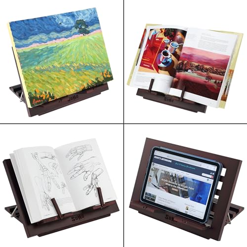 SoHo Urban Artist Tabletop Desk Easel for Painting - Mahogany Finish, Stylish Display Stand with Bookrest