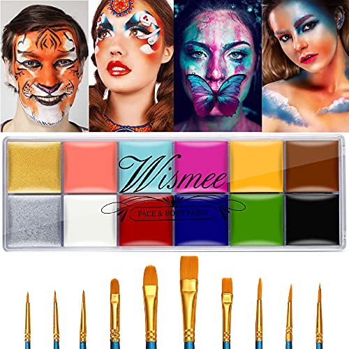 Face Paint Kit Sfx Makeup Special Effects Makeup Set | SFX Makeup Kit with Wound Scar Wax, Fake Scab Blood, Makeup Spatula for Halloween Cosplay Professional Face Paint Palette Set - color: Bright tone