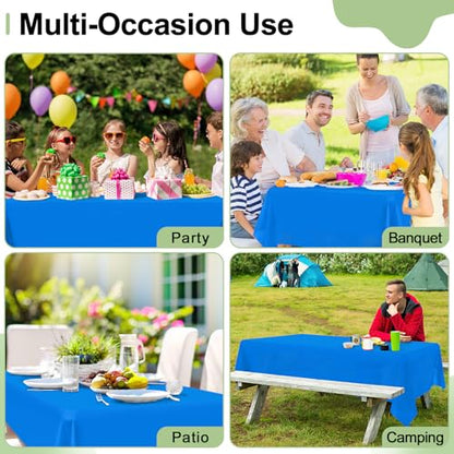 misaya 6 Packs Plastic Table Cloth Blue Disposable Tablecloth - color: Blue, size: 54" X 108"