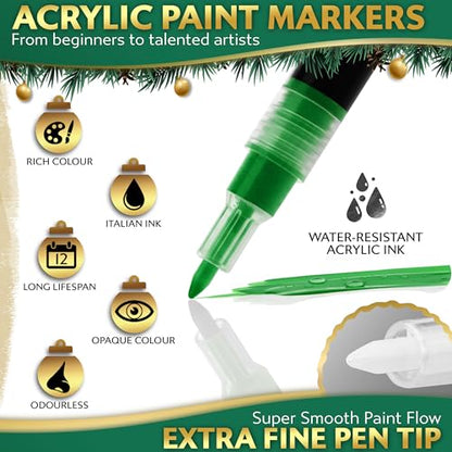 Stylo Christmas Paint Pens, 4 Acrylic Paint Markers Red Green Gold White - color: Red, Green, Gold, White