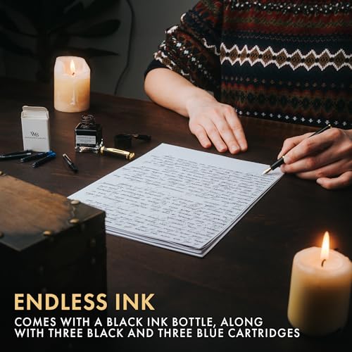 Wordsworth & Black Fountain Pen Gift Set, Medium & Extra Fine Nib, Black Gold - color: Black Gold