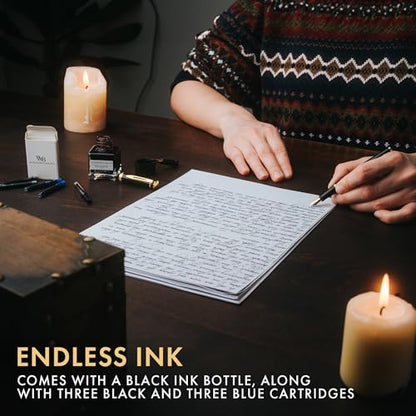 Wordsworth & Black Fountain Pen Gift Set, Medium & Extra Fine Nib, Black Gold - color: Black Gold