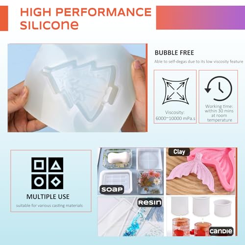 Silicone Mold Making Kit 84oz (42oz+42oz), 15A Super Elastic Liquid Silicone Rubber for Mold Maker, Fast Cure Translucent Platinum Silicone for Resin, Candle, Soap & DIY Casting Molds - size: 84 OZ-15A