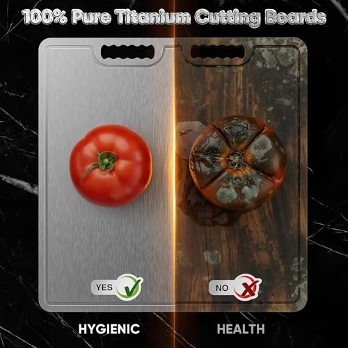 Titanium Cutting Board,100% Pure Titanium Cutting Boards for Kitchen, 2025 New Double Sided Food-Grade Chopping Board for Cutting Meat Vegetable Fruit-Large(18x12in） - size: L: 18"L x 12"W