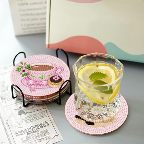 gganmtere Coffee Diamond Art Painting Coasters Kit, 8 Pieces Diamond Art Coasters with Holder, DIY Diamond Coasters for Beginners - color: JXBD115