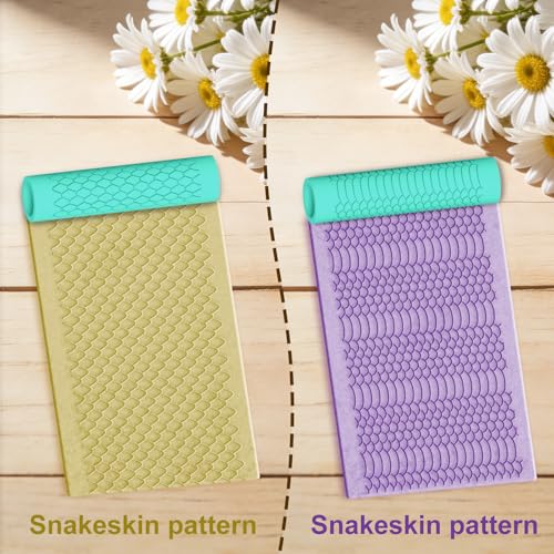 ACRNIGHEET 5 Pcs Polymer Clay Texture Roller, Snake Themed Embossing Rollers Pottery Stamp, Like Texture Sheets Work with Polymer Clay Cutters, Clays Jewelry Making Kit with Storage Box - color: Snake