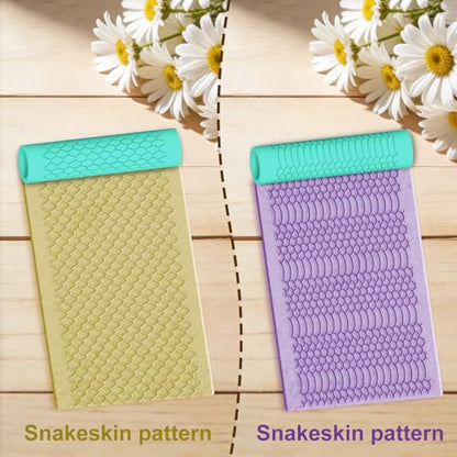 ACRNIGHEET 5 Pcs Polymer Clay Texture Roller, Snake Themed Embossing Rollers Pottery Stamp, Like Texture Sheets Work with Polymer Clay Cutters, Clays Jewelry Making Kit with Storage Box - color: Snake