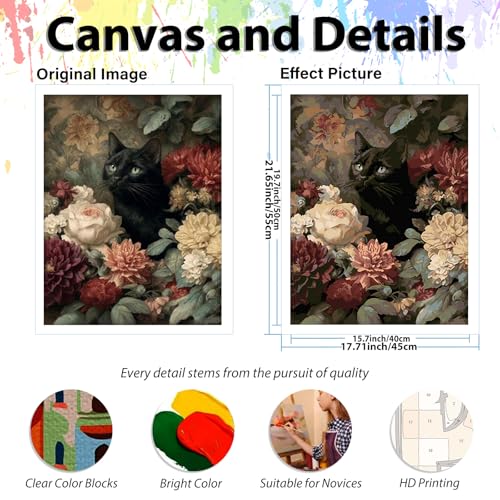 Cat Paint by Numbers Kit for Adults, Adult Paint by Number Kits 16x20 in - color: Cat