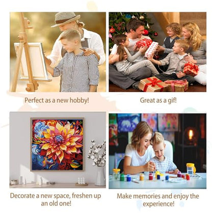 Artunion Framed Paint by Numbers Kit for Adults Beginners & Kids Ages 8-12,Mandala Flower Paint by Number with Frame, DIY Oil Painting Paint by Number Kits on Canvas 10X10 Inch Without Easel - color: ZXT-193-F