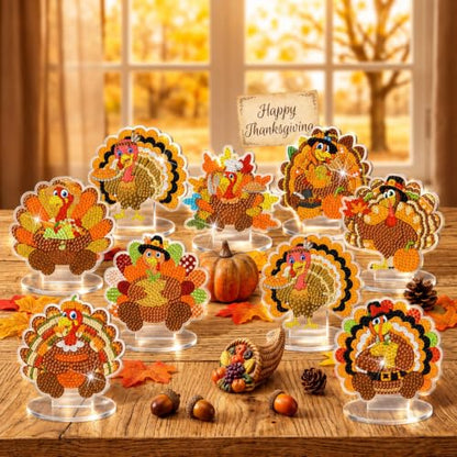 Kosiz 9 Pcs Turkey Diamond Painting Tabletop Decor Fall Diamond Art Kits - style: Turkey