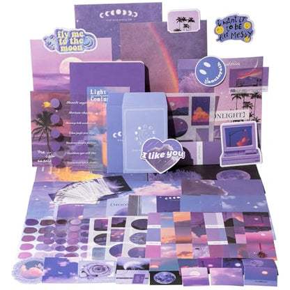 YagCu Scrapbook Kit for Beginners, Aesthetic Junk Journal Supplies, Scrapbooking and Journaling Materials, Bullet Journals Stationery, Planner DIY Arts Craft, Women Adults - color: Moonlight