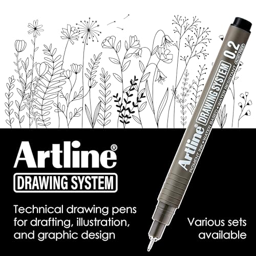 Artline 230 Drawing System Pens, Technical Drawing Pens For Drafting, Illustrating, and More, 0.2mm, 0.4mm, 0.6mm, and 0.8mm Fine Tips - Black, 4-Pack - style: 0.2, 0.4, 0.6, 0.8mm Nib Sizes | 4-Pack