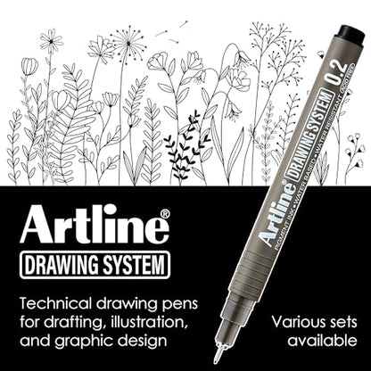 Artline 230 Drawing System Pens, Technical Drawing Pens For Drafting, Illustrating, and More, 0.2mm, 0.4mm, 0.6mm, and 0.8mm Fine Tips - Black, 4-Pack - style: 0.2, 0.4, 0.6, 0.8mm Nib Sizes | 4-Pack