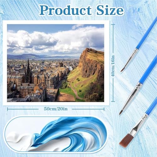 WUIVCTR Paint by Numbers Kit for Adults Beginner Looking Edinburgh Old Town to Arthurs Seat Scotland Landscape DIY Painting on Canvas by Numbers Acrylic Oil Painting for Home Decor Gifts 16" x 20"