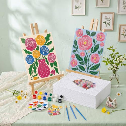 Sherr 24 Pcs Pre Drawn Canvas for Adult, Abstract Flower, 8 x 10 Inch - size: 8 x 10 Inch, style: Abstract Flower