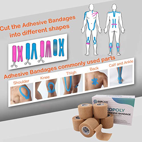 Self Adherent Cohesive Bandages Wrap 12 Count 2" x 5 Yards, Medical Tape, Adhesive Flexible Breathable First Aid Non Woven Rolls, Stretch Athletic, Ankle Sprains & Swelling, Sports… - color: Beige, size: 12 Count (Pack of 1)