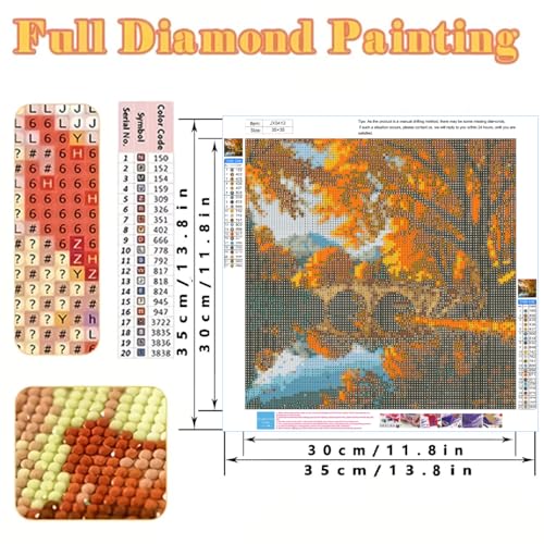 KYOQFVN Landscape Diamond Art Kits for Adults, Fall Diamond Painting Kits for Adults, 5D DIY Lake Paint with Diamond Beads Craft Home Wall Decor 14x14 inch - color: JX0412-US
