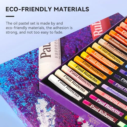 Paul Rubens Oil Pastels Set with 50 Colors Artist Soft Oil Pastels+6 Pcs White Oil Pastels+8.7 x 11.7 Inches Oil Pastel Book（30 Sheets）+5 Palette Knives for Artists, Professionals, Student, Hobbyist | Full Painting Accessories: 6 White Oil Pastels, 8.7 x