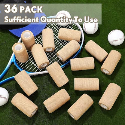 Treela 36 Pcs Self Adherent Bandage 4" X 5 Yard Wrap Breathable (Pack of 2) - color: Nude, size: 4" X 5 Yard (Pack of 2)