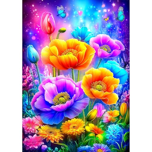 MAXBYE Diamond Art Kits for Adults, Glowing Flower 5D Full Drill Diamond Painting Kit for Beginners, DIY Gem Art Craft for Home Wall Decor, Girls Birthday Presents 12x16in - color: ZD064