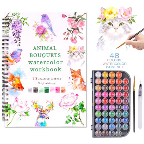 Watercolor Workbook Set with 48-Color Palette & Brushes - color: 48Colors